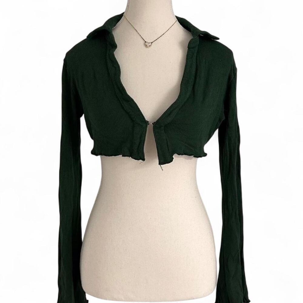 Edikted Cropped Green Bolero Long Sleeve Top size large